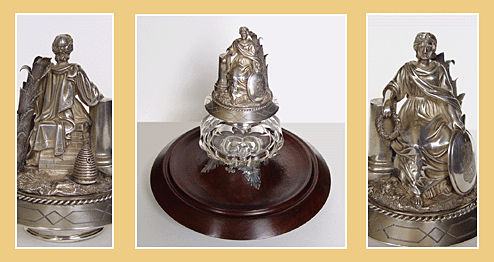 Antiek�Zilveren en Kristal Inktstel. Nederland  ca.1870.