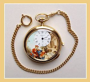 Gouden (GP)Zak-Horloge met Muziek Speelwerk.Top Merk 'BONARD'- GENEVE - Zwitserland.