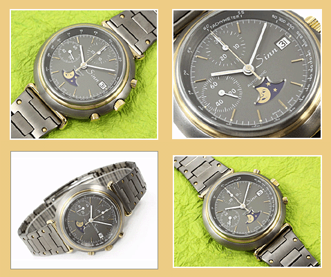 HOOGWAARDIG Gronograaf Automatic Horloge met Maanaanduiding en Datum. Time Piece SINN - Valjoux 7758 - 17 Jewels.