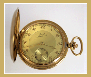 Gouden ( *GP ) Savonet Horloge. Junghans -  ca. 1920 / 1930.