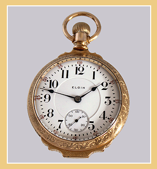 Antiek Gouden ELGIN. B.W. RAYMOND.( Railway ) Horloge.  jaar 1908.