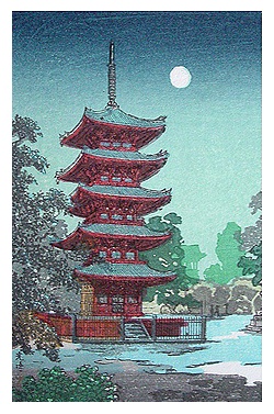 KLEUREN HOUTSNEDE PAGADA IN AKUSA - KOITSU -