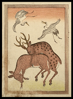 Shunga - Copulating Deer - Heron - Toyokuni I - 1825.
