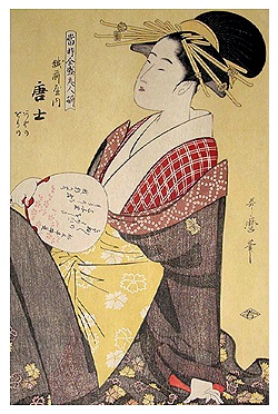 KLEUREN HOUTSNEDE COURTISANE - UTAMARO -