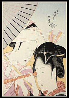 Hokusai - Beauty With Telescope - Peeking - Seven Fashionable Bad Habits.