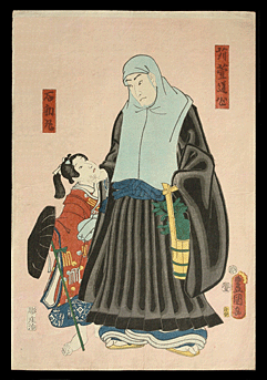 Utagawa Toyokuni III - Priest And Child - Early Yokohama-e - c.1856.