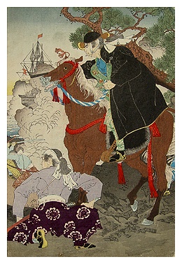ORIGINELE ZELDZAME ANTIEKE YOKOHAMA HOUTSNEDE MEIJI ERA.