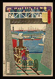 Utagawa Yoshitora - Steam Locomotive - Yokohama-e - c.1860s.
