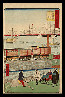 Utagawa Hiroshige III - Train - Running Horse - Boats - Yokohama-e - c.1860s.