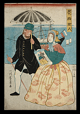 Utagawa Yoshikazu - Russian Couple - Yokohama-e - 1861.