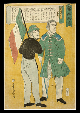 Utagawa Yoshitora - Italians - Flag - Yokohama-e - c.1860.