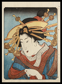 Shunga - Kunisada - Ohaguro - Black Teeth - c.1840.