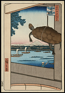 Kleuren Houtsnede - Mannenbashi - Hiroshige - c.1900.