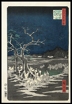 Iconic Hiroshige Masterpiece – Foxfires On New Year’s Eve – 100 Famous Views Of Edo – c.1857.
