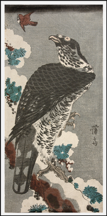 Kacho-ga Masterpiece – Hawk And Sparrow – Keisai Eisen – c.1830.