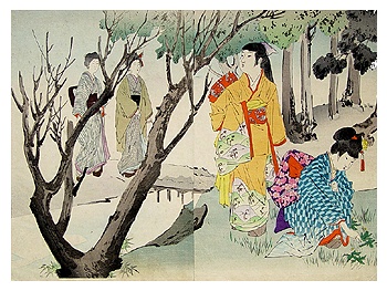 Woodblock Shuntei - 1899 - Women and Children.