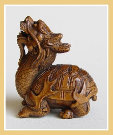 PALMHOUTEN MYTHOLOGISCHE NETSUKE DRAKENSCHILDPAD. JAPAN.&nbsp;