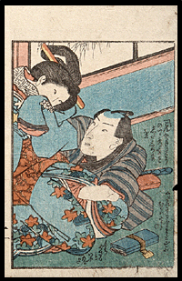 Hiroshige School - Shunga - Shamefaced - c.1850.
