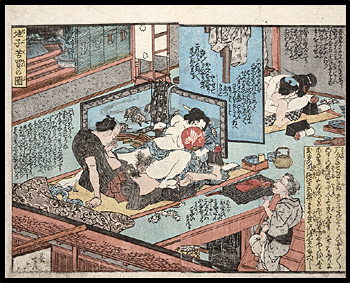 Kuniyoshi - Rare Shunga - Comic Toy Print - c.1840.