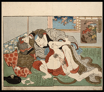 Keisai Eisen - Shunga - Drops Of Fringed Pinks - c.1838.