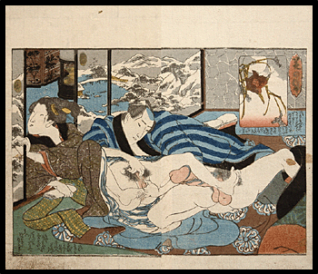 Keisai Eisen - Shunga - Snowy Landscape - Kingfisher -c.1838.