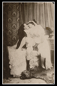 Very Rare B&W Erotic Photo - c.1910 - Wedding Night - Leopard Skin.