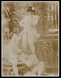 Very Rare B&W Erotic Photo - c.1910 - Shy Woman - Trio.