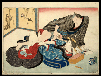 Kunisada - Shunga - Azuma Genji - c.1837 - Climax.