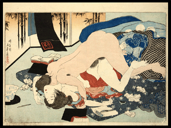 Kunisada - Shunga - Azuma Genji - c.1837 - Wild Passion.
