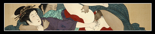Excellent Shunga Painting - Plebeian Sex - Meiji.
