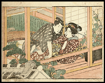 Kuniyoshi - On the Verandah - c.1840 - Shunga.