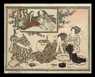 Keisai Eisen - Two Dreamy Women and Man - c.1828 - Shunga.