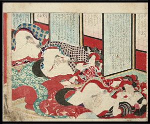 Utagawa Kunimori II - Three Couples - c.1860 - Shunga.