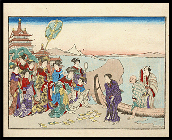 Koikawa Shozan - Arrival At The Island Of Women - c.1860 - Meiji Period.