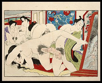 Rare Koikawa Shozan - Mirror - Narcissistic Lover- c.1860 - Meiji Period.