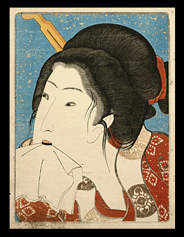 Exquisite Okubi-e Portrait - Kunisada - Genji Of The East - c.1837.