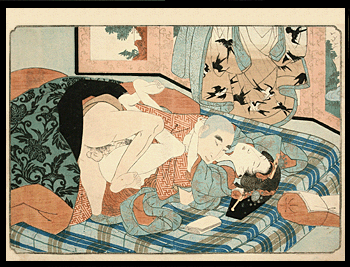Rare Shigenobu - Homo Erotic - Monk With His Young Male Lover - c.1830.