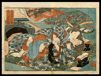 Shunga - Kuniyoshi - Lesbian Lovers - Dragon Motif - c.1838.