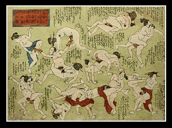 Shunga - Utagawa Kuniyoshi - Comical Orgy - c.1832.