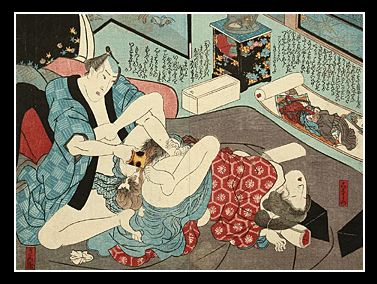 Kunisada - Shunga - Lover With Harigata - Dildo - c.1850.
