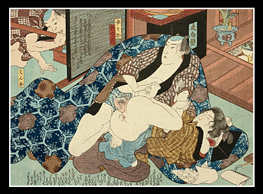 Kunisada - Shunga - Disturbed Man - Caught In The Act - c.1850.