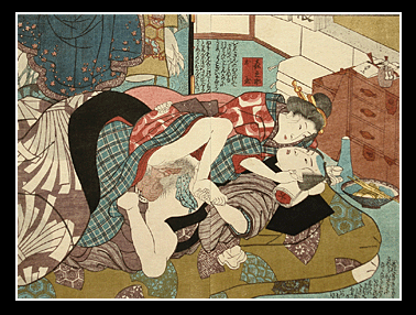 Kunisada - Shunga - Intimate Dinner - c.1850.
