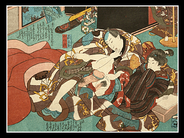 Kunisada - Shunga - Wetting Fingers - c.1850.
