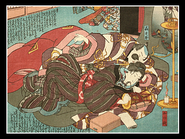Kunisada - Shunga - Drum - c.1850.