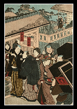 Kunisada - Shunga - Brothel Entrance - c.1850.