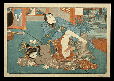 Shunga - Kunisada - Amused Passerby - c.1840.