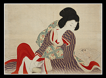 Meiji Shunga – Ikeda Terukata – Masturbating Young Woman With Dildo - c.1900.