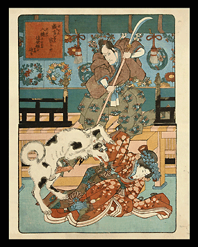 Kunisada – Eight Dog Heroes – Dog Hero Assaults Princess – c.1837.