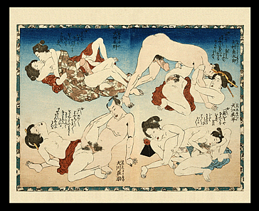 Kunisada – Eight Dog Heroes – Four Copulating Couple – c.1837.