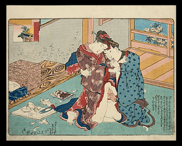 Shunga – Origami - Utagawa Kuniyoshi - c.1835.
